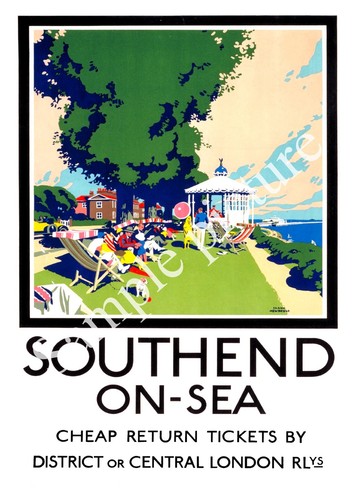 Vintage Seaside travel advertising Poster reproduction. Southend on Sea