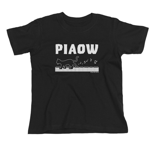 Kids piaow Pianoforte GATTO Pianista Grand Acustico Strumento Musica Novità T-shirt