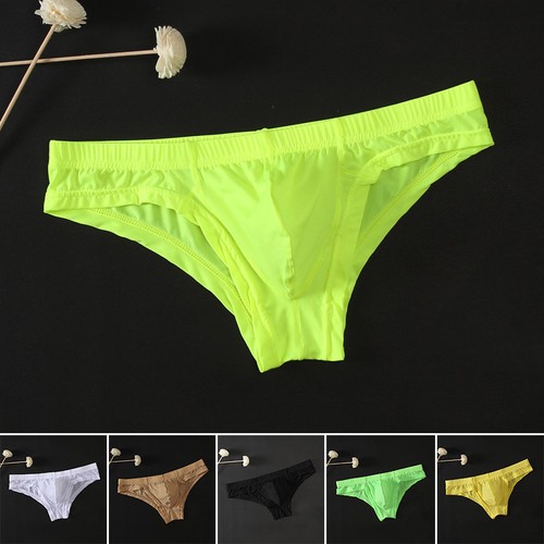 Men SOFT Underwear Thin Male Transparent Thong Briefs G-string Underpants M~2XL