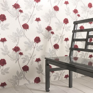 Tapete Erismann Eterna Vliestapete 5913-06 591306 Blumen hellgrau rot 3,71€//1qm