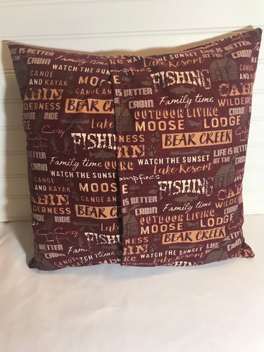 Bear Creek Words Cabin Lodge Flannel Pillow Cover//16/" x 16/" or 18/"x18/"