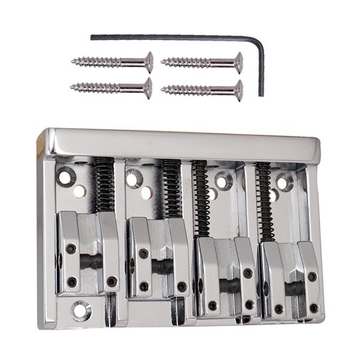 1 Satz 4 saitige E Bass Saitenhalter mit 4 Saiter Silber 3,3 x 2,16 Zoll