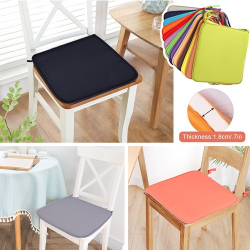 4x Tie On Seat Pads Dining Room Garden Kitchen Chair Cushions Foam Outdoor Patio