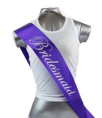 HENS PARTY BRIDAL SASH SASHES BRIDE BRIDESMAID MAID OF HONOUR PURPLE SILVER