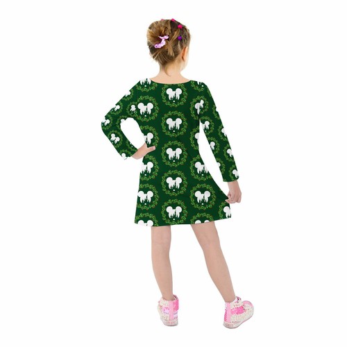 Disney Castle Christmas Wreath Girls Velvet Longsleeve Dress