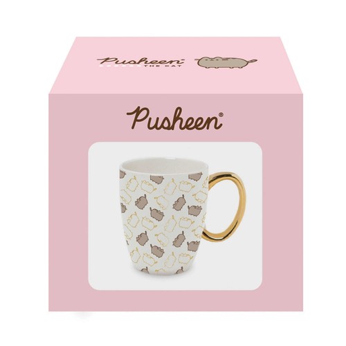 Enesco Our Name is Mud Pusheen the Cat Gold Pattern Coffee Mug 12 Ounce
