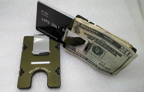 Green American Flag with Punisher Aluminum Wallet//Card Holder RFID Protection