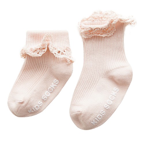 Cotton Baby Socks Princess Vertical Strip Solid Lace Socks Color Infant Non-slip