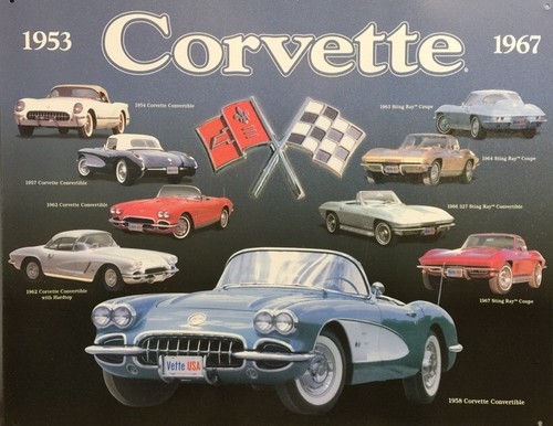 Chevrolet Corvette Tin Sign 1953-1967 Sting Ray New 15x12 Metal Garage Bar