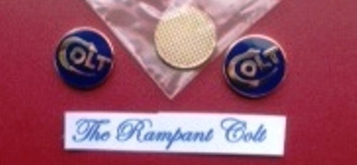 NEW Colt Firearms THREE PAIR BLUE//GOLD 5//8 CLOISONNE GRIP MEDALLIONS