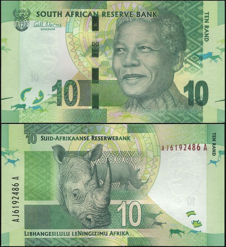 UNC 2012 P.133a ND SOUTH AFRICA BANKNOTE 10 RAND