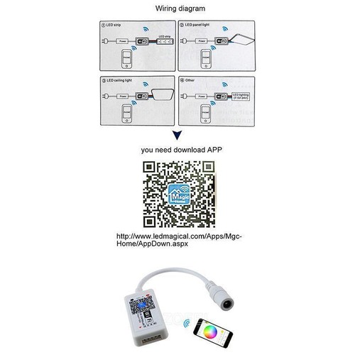 DC5-28V Mini WIFI LED RGBW Wireless Controller for 5050 3528 Led Strip Light BT
