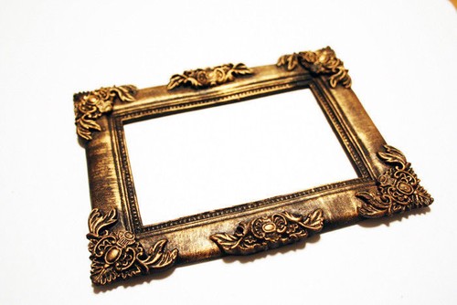 Photo Frame Set of 7 Decorative Round Square Black Frames Gold Patina Classic