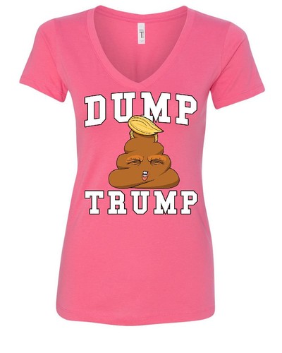 Dump Trump Women/'s V-Neck T-Shirt Poop Emoji Funny Anti-Trump Parody Impeach