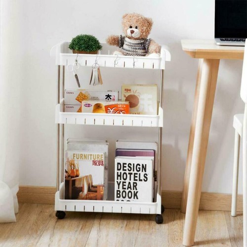 3 Tier Slim Storage Cart Mobile Shelving Unit Slide Out Storage Tower For Kitche