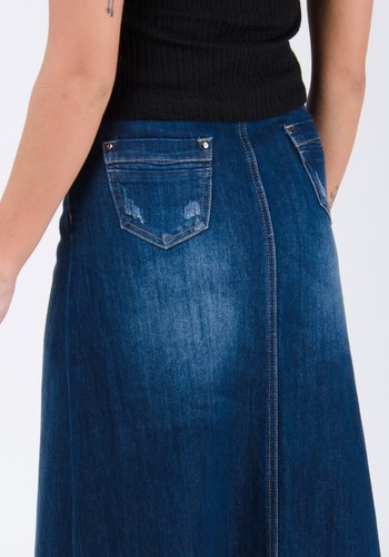 Langer Jeansrock Stonewash Maxiröcke Maxi-rock Damen Mode denim jean