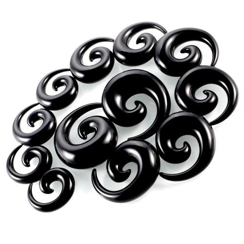 Lot de 36 acrylique noir Jauges Kit spirale conique Plug 14G-00G civière Expander