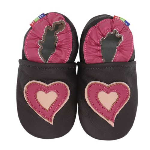 Chaussure enfant Carozoo coeurs marron 4-5y semelle souple en cuir Chaussures Enfants Chaussons essoug