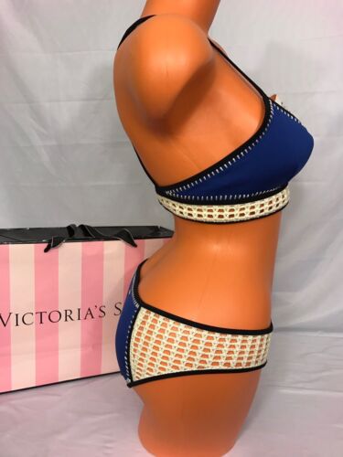 Victoria's Secret Bikini~Bon Voyage Surf Crochet Halter Top~Hipster Bottom~Sz M 
