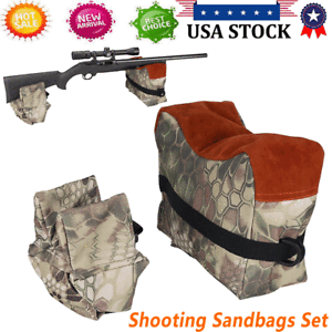 Front+Rear Shooters Gun Rest Sandbag Set Shooting Bench Sandbag Brown Camouflage