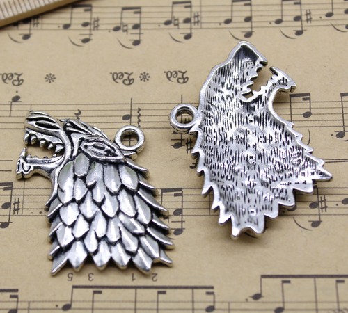 2//10//30pcs Retro Artisanat Jewelry Making Wolf/'s Head Alloy Charms Pendentif 36x26mm