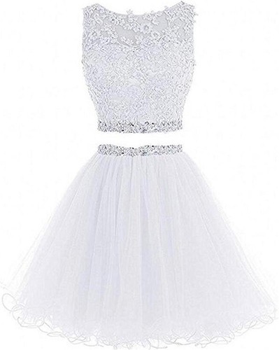2021 Short Homecoming Dress Tulle Beaded For Juniors Teens 2 Piece Party Gown