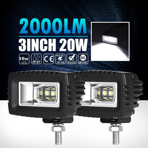 2X 3/" 20W LED WORK LIGHT BAR OFFROAD FLOOD BEAM FOR UTV Polaris RZR XP1K RZR1000
