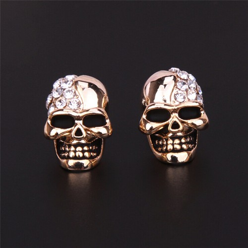 Femmes or//Silver Tone Crystal Diamond Skull piercing boucles d/'oreilles *FR