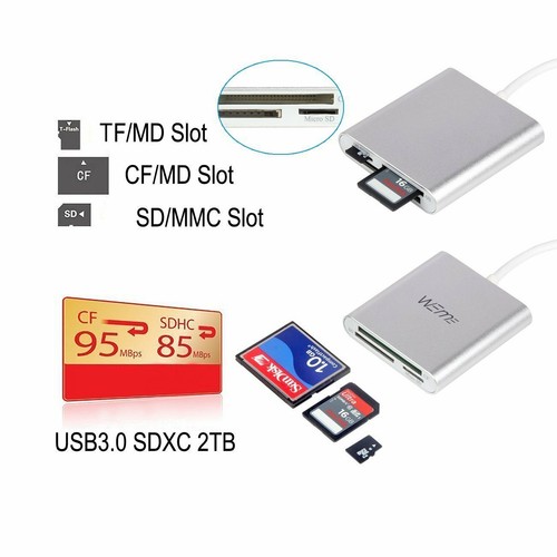 WEme Micro USB OTG to USB 3.0 Adapter SD//Micro SD CF Card Reader with USB A Male