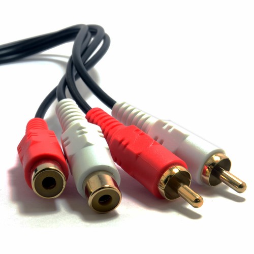 2m RCA Phono Twin Plugs to Sockets EXTENSION CABLE Audio Lead GOLD 003657