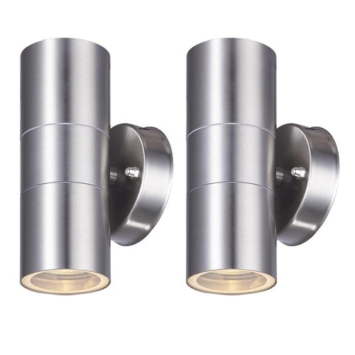2er Set luci esterne porta casa Illuminazione Parete Acciaio Inox Up Down Lampade da Giardino