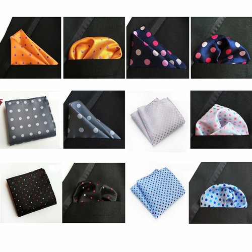 Men Handkerchief Pocket Square Hanky Polka Dot Mens Fashion Accessories 12 Pack