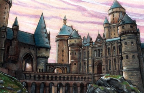 Harry Potter HOGWARTS CASTLE LIMITED DOUBLE SKETCH Card PRINT 1 of 15 ART