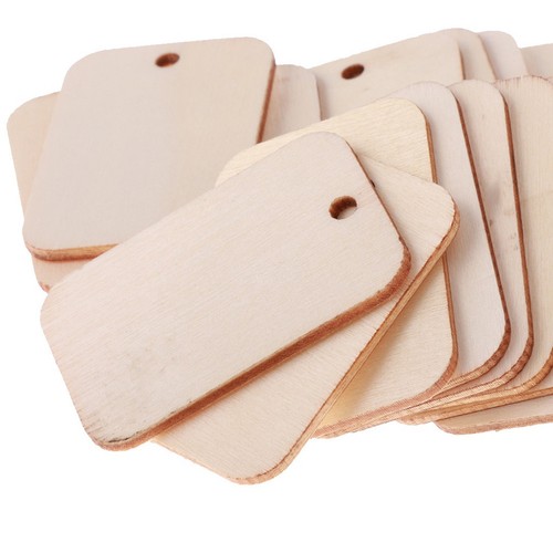 25PCS//SET Rectangle Wooden Tags Hanging Party Favor Scrapbooing Wedding Decor