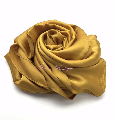 Elegante Raso Glitter Oro Hijab Sciarpa Wrap Scialle OCCASIONE stile turco ** Vendita