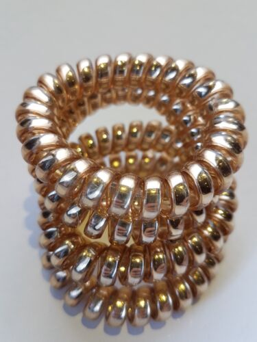 4 Large Thick Gold Coloured Spiral Hair Band Hairbands Bobbles Stretchy
