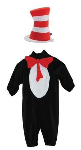 CAT IN THE HAT DR SEUSS COSTUME SET 2T 3T 4T JUMPSUIT HAT BOW TIE TAIL