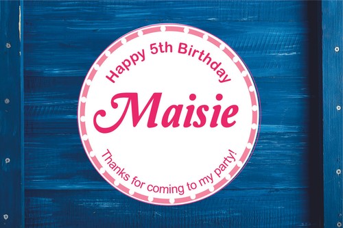 Sticker Personalised Pink dots Round Gift Bag Label Seal Sweet Cone in 4 Sizes