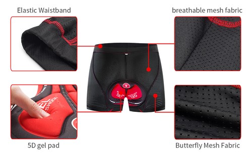 Gel Men/'s 3D Padded Cycling Underwear Lightweight Bicycle Underpants Bike Shorts