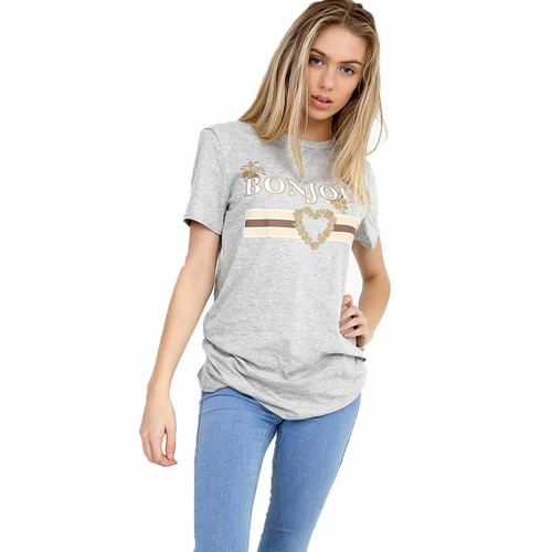 Women Ladies QUEEN BONJOUR GUILTY Slogan Celeb Novelty Tops Vintage T Shirt 8-26