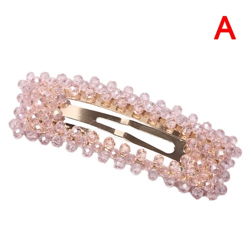 Women Girls Rhinestones Hair Clip Snap Barrette Stick Hairpin Hair Styling