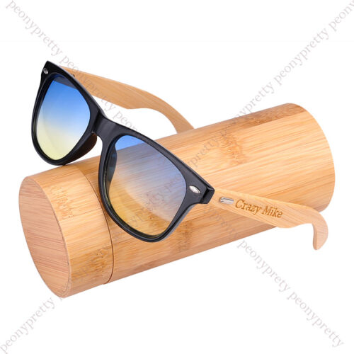 Personalized Engraving Bamboo Wooden 2 Tone Lens UV400 Sunglasses Groomsmen Gift 