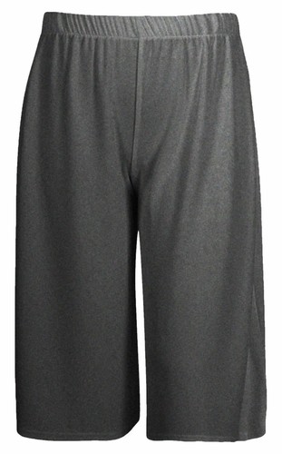 Women//Ladies Plain 3//4 Culotte Trousers Leg Cropped Trouser Elasticated Pants