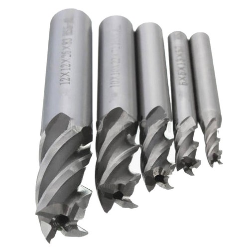 4//6//8//10//12mm Straight Shank 4 Flute HSS End Milling Cutter Slot Drill Bit Set