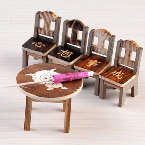 Regenschirm Fee Garten Ornament PuppenhauXJ Stuhl Miniatur Holz Schreibtisch
