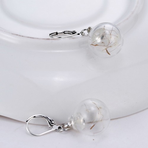 1PAAR Ohrstecker Pusteblume Cabochon Ohrring Löwenzahn Vintage Modeschmuck