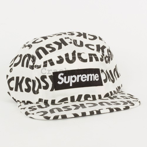 Supreme FW16 Suck Camp Cap box logo tee 5-panel classic motion white black