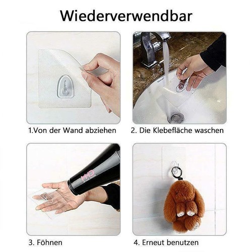 6Pcs Anti-Rutsch-Haken wiederverwendbare transparente Wandhaken Sticky Stro S2O1