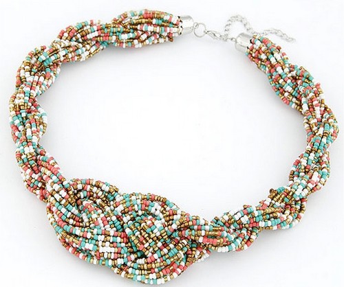Vintage Twist temperamento Bohemia Perla Collar de cadena corta Collar para Mujeres