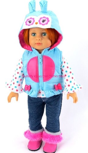 Owl Shirt 18 in Doll Clothes Fits American Girl Cutest Owl Pant Set Owl Vest